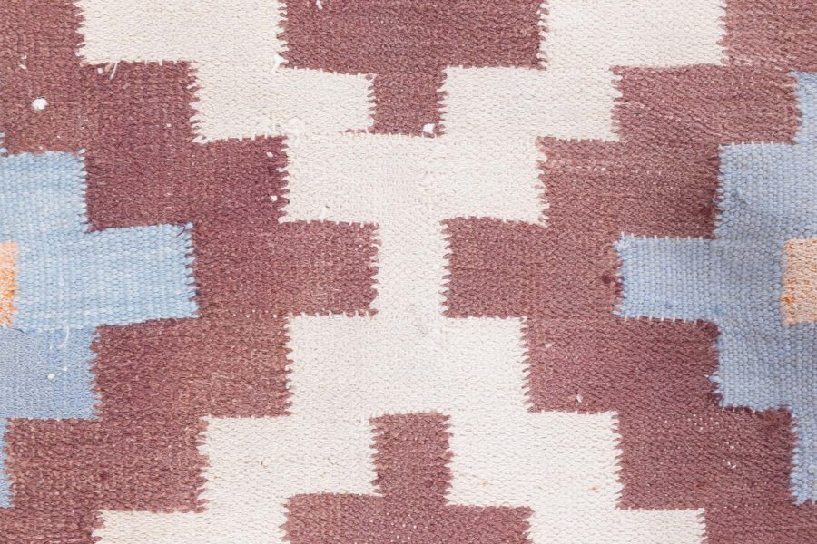 Mid-20th Century Oversized Indian Dhurrie Geometric Colorful, Pink Handmade Rug BB6191