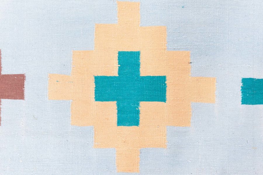 Mid-20th Century Colorful Diamonds Indian Dhurrie Handmade Cotton Rug BB6193