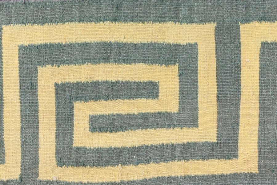 Oversized Mid-20th Century Indian Dhurrie Blue, Purple, Yellow Cotton Rug BB6196