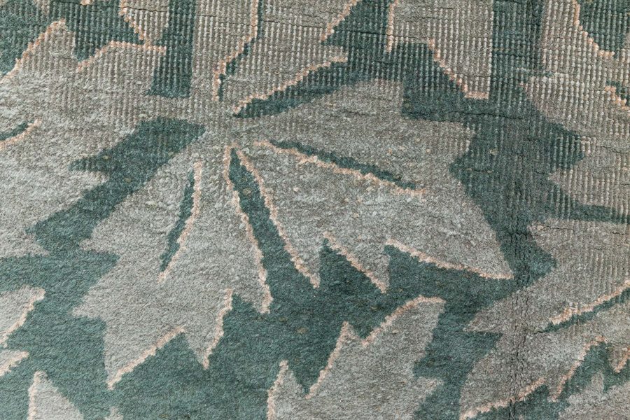 Mid-20th century Art Deco Chinese Green and Red Hand Knotted Wool Rug BB6237