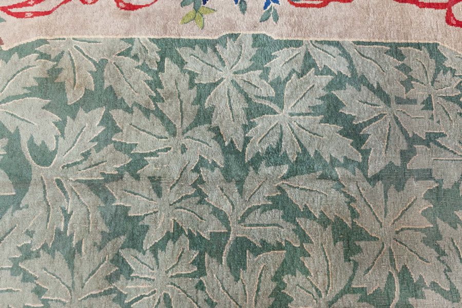 Mid-20th century Art Deco Chinese Green and Red Hand Knotted Wool Rug BB6237