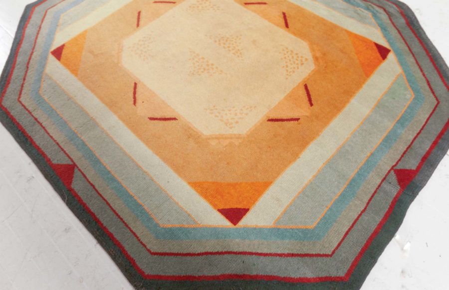 Mid-20th Century French Art Deco, Bold, Green, Red, Yellow Handmade Wool Rug BB6271