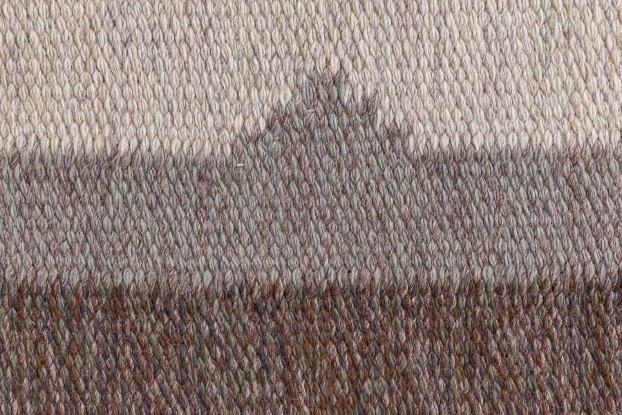 Midcentury Swedish Brown, Gray and Beige Flat-Woven Wool Rug BB6281