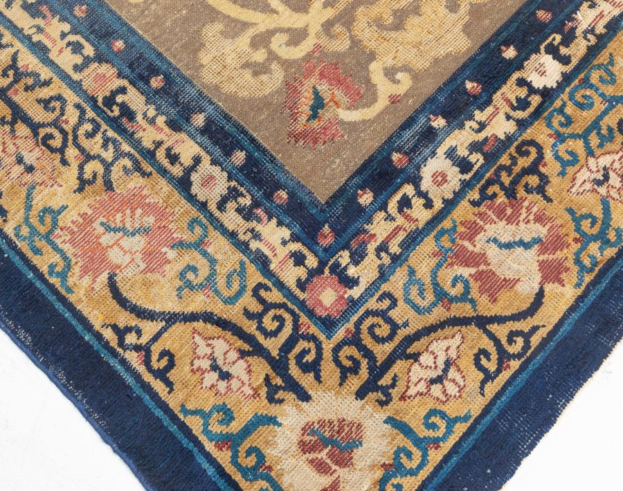 19th Century Chinese Floral Metal and Silk Thread Rug BB6282