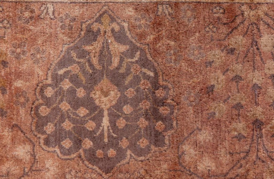 Early 20th Century Indian Chocolate Brown Handmade Wool Carpet (Size Adjusted) BB7110