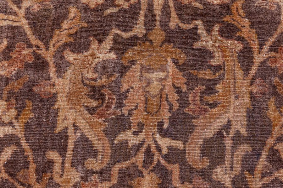 Early 20th Century Indian Chocolate Brown Handmade Wool Carpet (Size Adjusted) BB7110