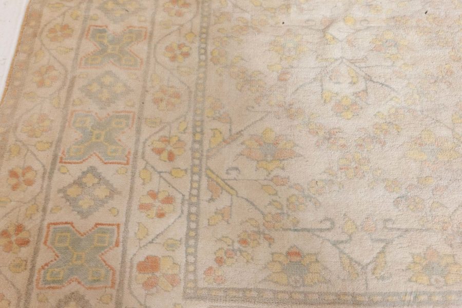 Vintage Indian Agra Ivory Yellow Handmade Rug BB7117