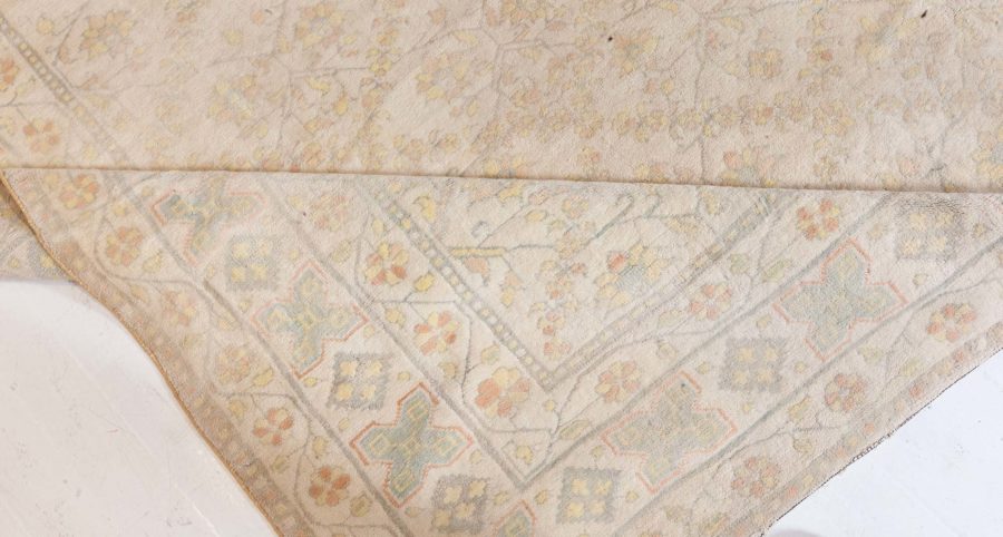 Vintage Indian Agra Ivory Yellow Handmade Rug BB7117
