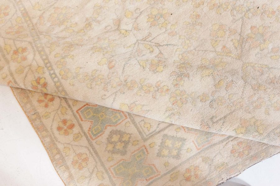 Vintage Indian Agra Ivory Yellow Handmade Rug BB7117