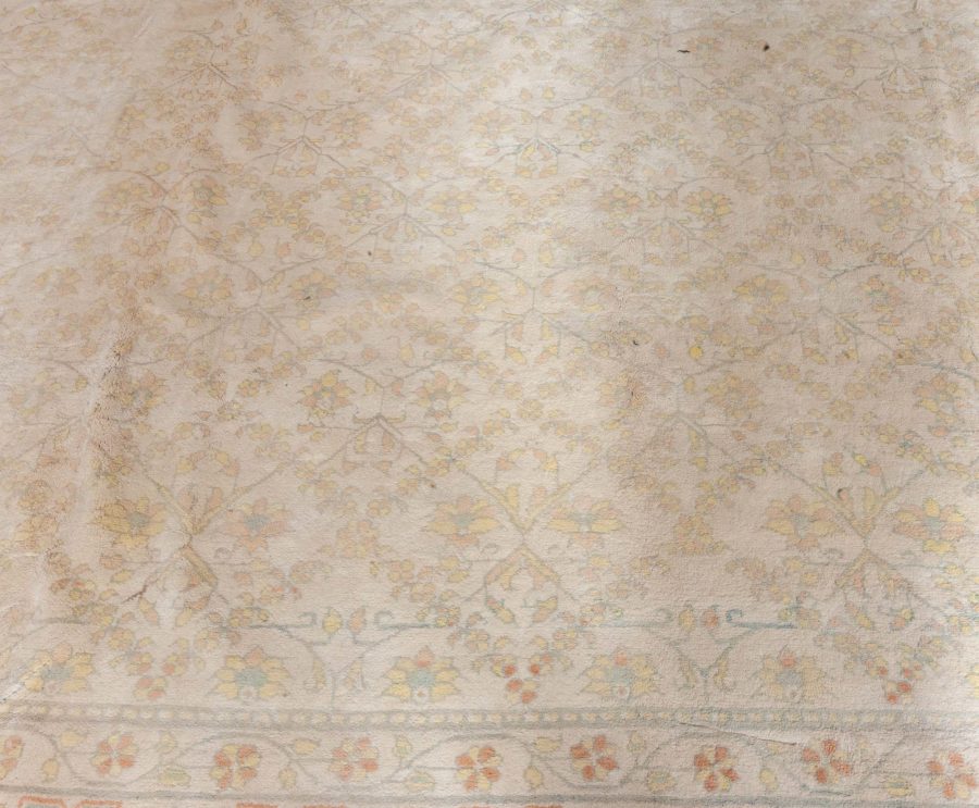 Vintage Indian Agra Ivory Yellow Handmade Rug BB7117