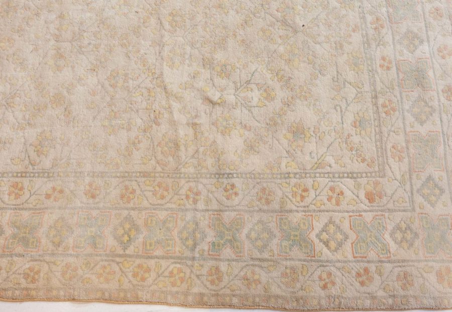 Vintage Indian Agra Ivory Yellow Handmade Rug BB7117