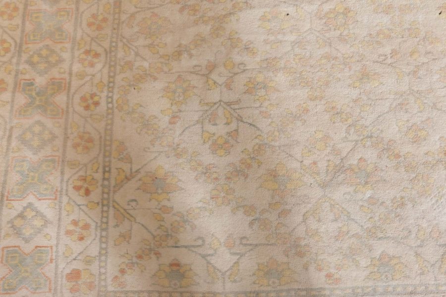 Vintage Indian Agra Ivory Yellow Handmade Rug BB7117