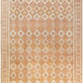 Antique Agra Indian Allover Geometric Warm Tan With Light Beige Hand-Knotted Cotton Rug – Circa 1900 BB7120
