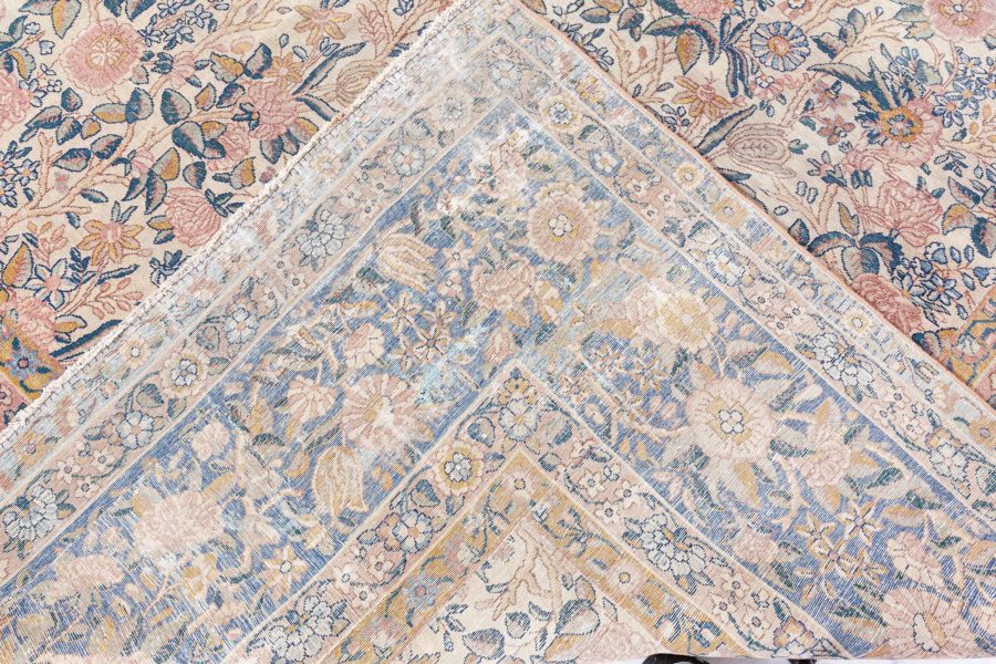19th Century Persian Kirman Floral Handwoven Wool Rug BB7124