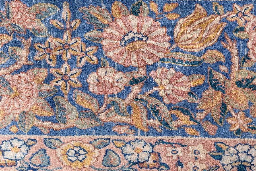 19th Century Persian Kirman Floral Handwoven Wool Rug BB7124