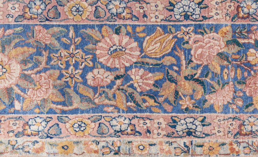 19th Century Persian Kirman Floral Handwoven Wool Rug BB7124