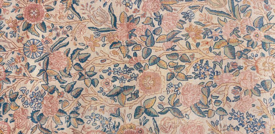 19th Century Persian Kirman Floral Handwoven Wool Rug BB7124