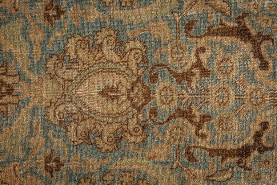 Authentic 19th Century Persian Tabriz Beige, Blue, Brown Wool Carpet BB7209