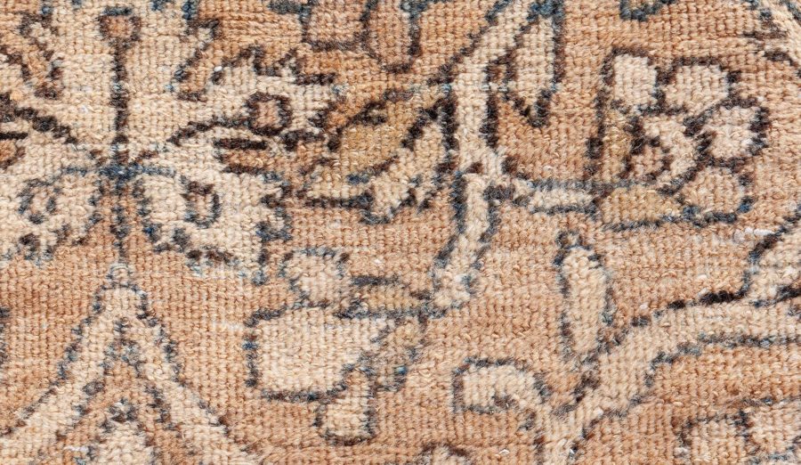 Antique Beige, Brown, Botanic, Persian Kirman Hand-Knotted Wool Rug BB7217