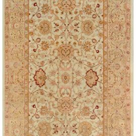 Amritsar Indian Antique Allover Soft Beige Hand-Knotted Wool Rug – Circa 1900 (Size Adjusted) BB7237