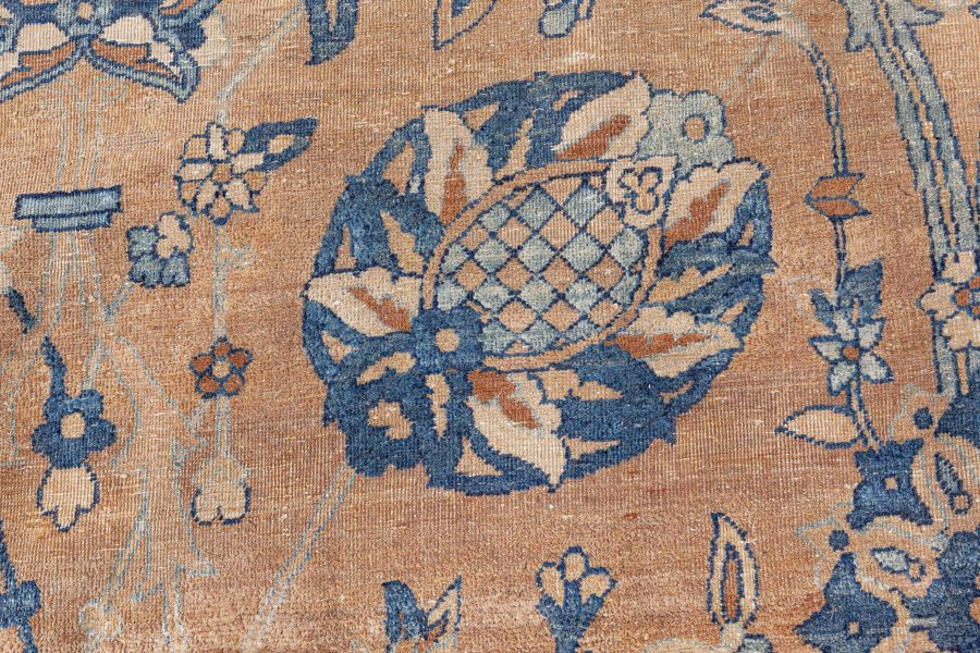 Antique Persian Kirman Botanic Handmade Wool Carpet BB7239