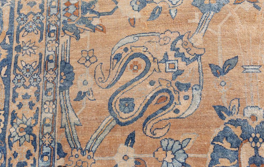 Antique Persian Kirman Botanic Handmade Wool Carpet BB7239