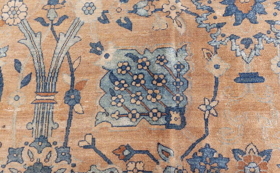 Antique Persian Kirman Botanic Handmade Wool Carpet BB7239