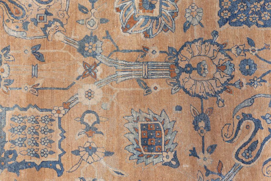 Antique Persian Kirman Botanic Handmade Wool Carpet BB7239
