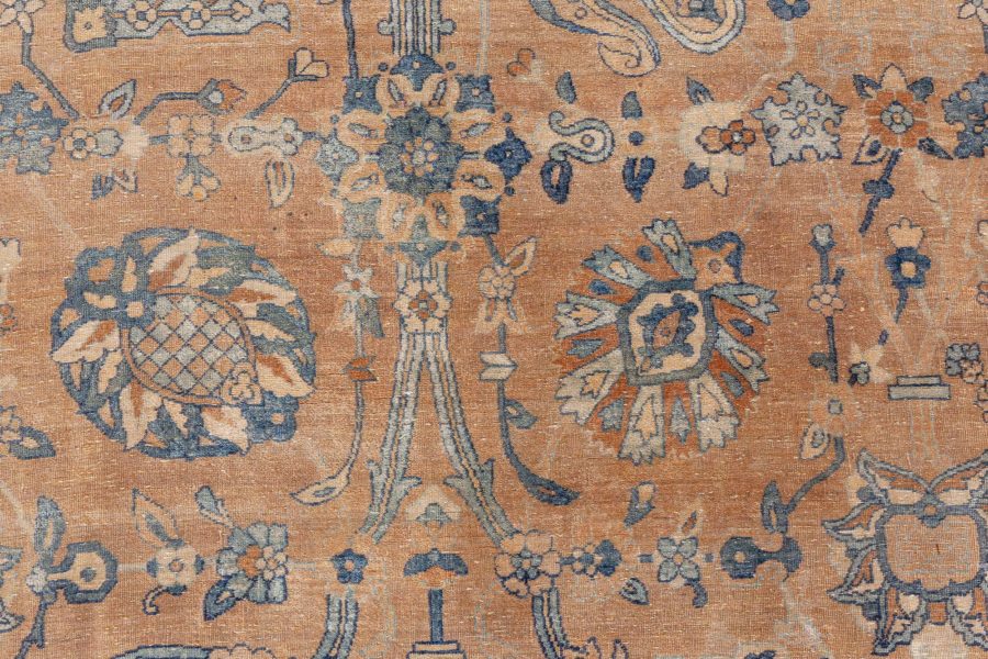 Antique Persian Kirman Botanic Handmade Wool Carpet BB7239