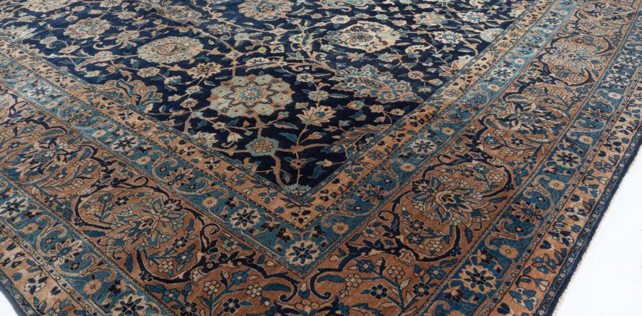 Fine Antique Persian Kirman Brown, Blue Handmade Wool Rug BB7240