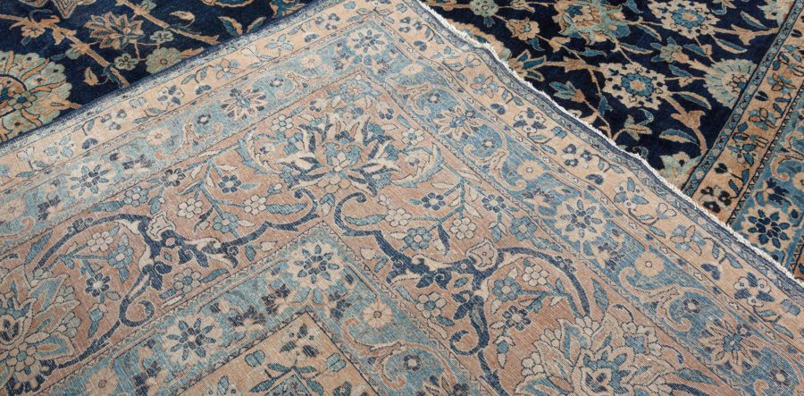 Fine Antique Persian Kirman Brown, Blue Handmade Wool Rug BB7240