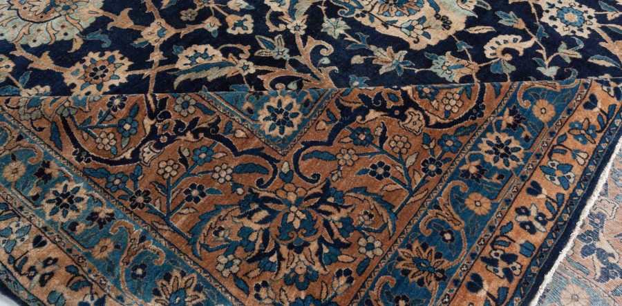 Fine Antique Persian Kirman Brown, Blue Handmade Wool Rug BB7240