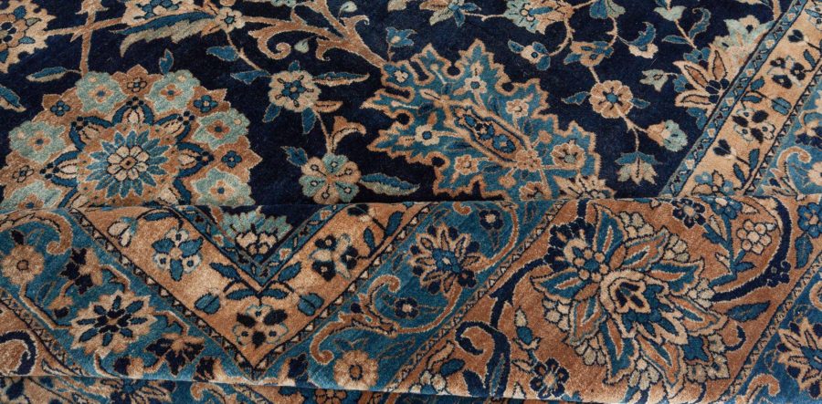 Fine Antique Persian Kirman Brown, Blue Handmade Wool Rug BB7240