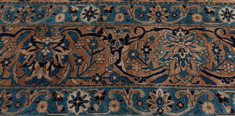 Fine Antique Persian Kirman Brown, Blue Handmade Wool Rug BB7240