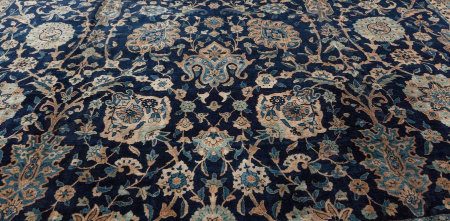 Fine Antique Persian Kirman Brown, Blue Handmade Wool Rug BB7240