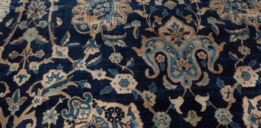 Fine Antique Persian Kirman Brown, Blue Handmade Wool Rug BB7240