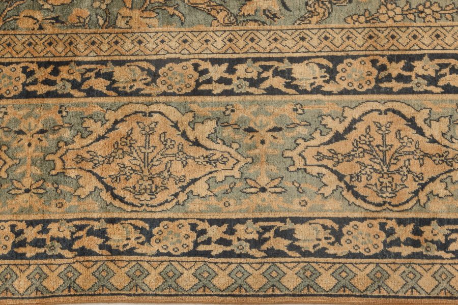 Fine Antique Indian Botanic Handmade Wool Rug BB7262