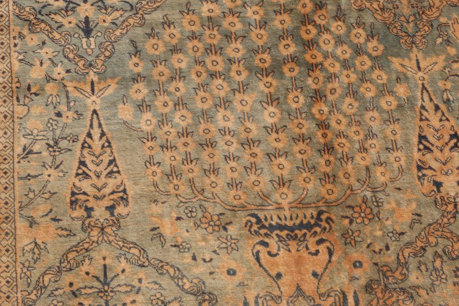 Fine Antique Indian Botanic Handmade Wool Rug BB7262