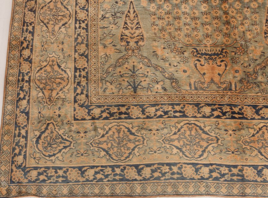 Fine Antique Indian Botanic Handmade Wool Rug BB7262