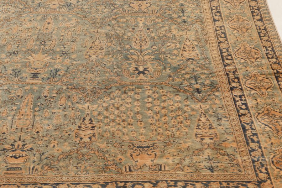 Fine Antique Indian Botanic Handmade Wool Rug BB7262