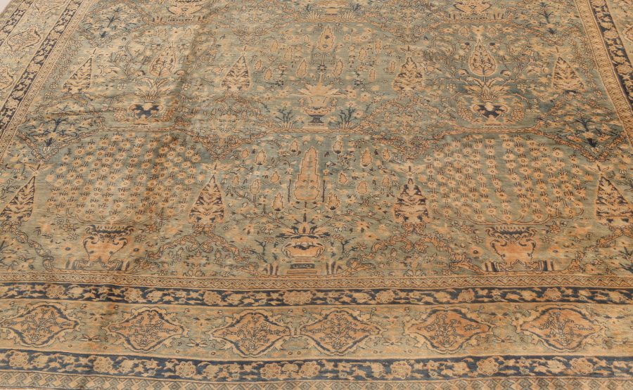 Fine Antique Indian Botanic Handmade Wool Rug BB7262