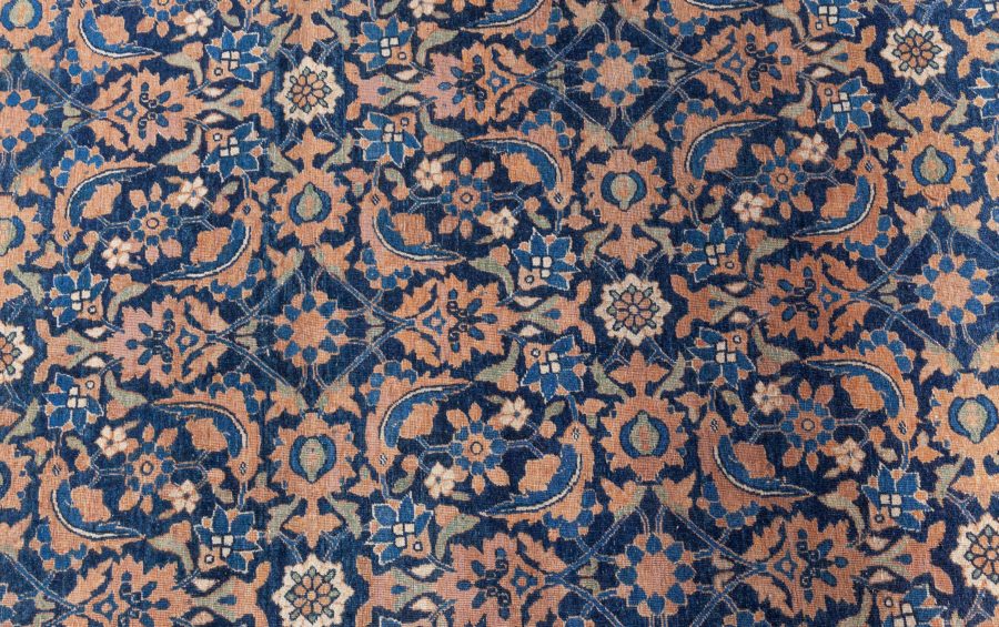 Authentic Persian Tabriz Botanic Blue Handmade Wool Rug BB7266