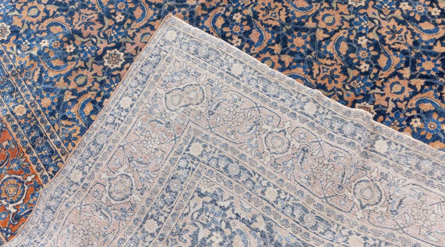 Authentic Persian Tabriz Botanic Blue Handmade Wool Rug BB7266