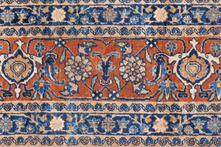 Authentic Persian Tabriz Botanic Blue Handmade Wool Rug BB7266