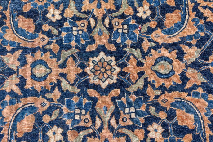 Authentic Persian Tabriz Botanic Blue Handmade Wool Rug BB7266