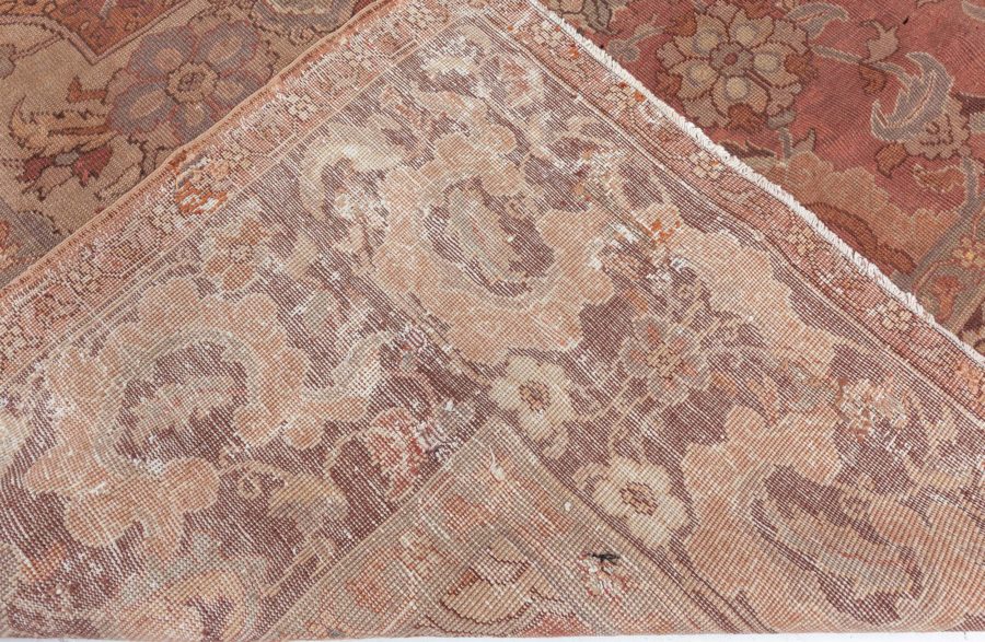 1900s Turkish Hereke Dusty Rose and Burgundy Handmade Wool Carpet BB7274