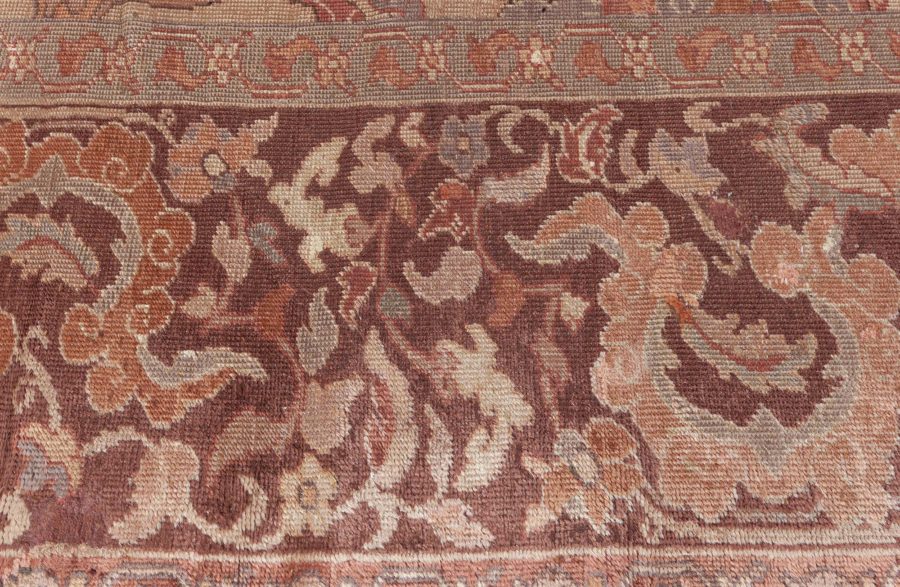 1900s Turkish Hereke Dusty Rose and Burgundy Handmade Wool Carpet BB7274
