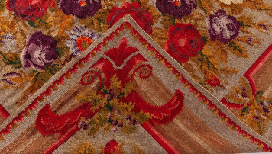 Early 20th Century Russian Bessarabian Floral Handmade Wool Rug BB7280