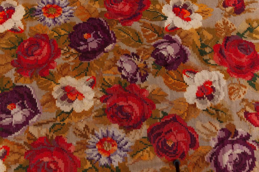 Early 20th Century Russian Bessarabian Floral Handmade Wool Rug BB7280