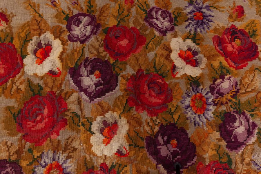 Early 20th Century Russian Bessarabian Floral Handmade Wool Rug BB7280